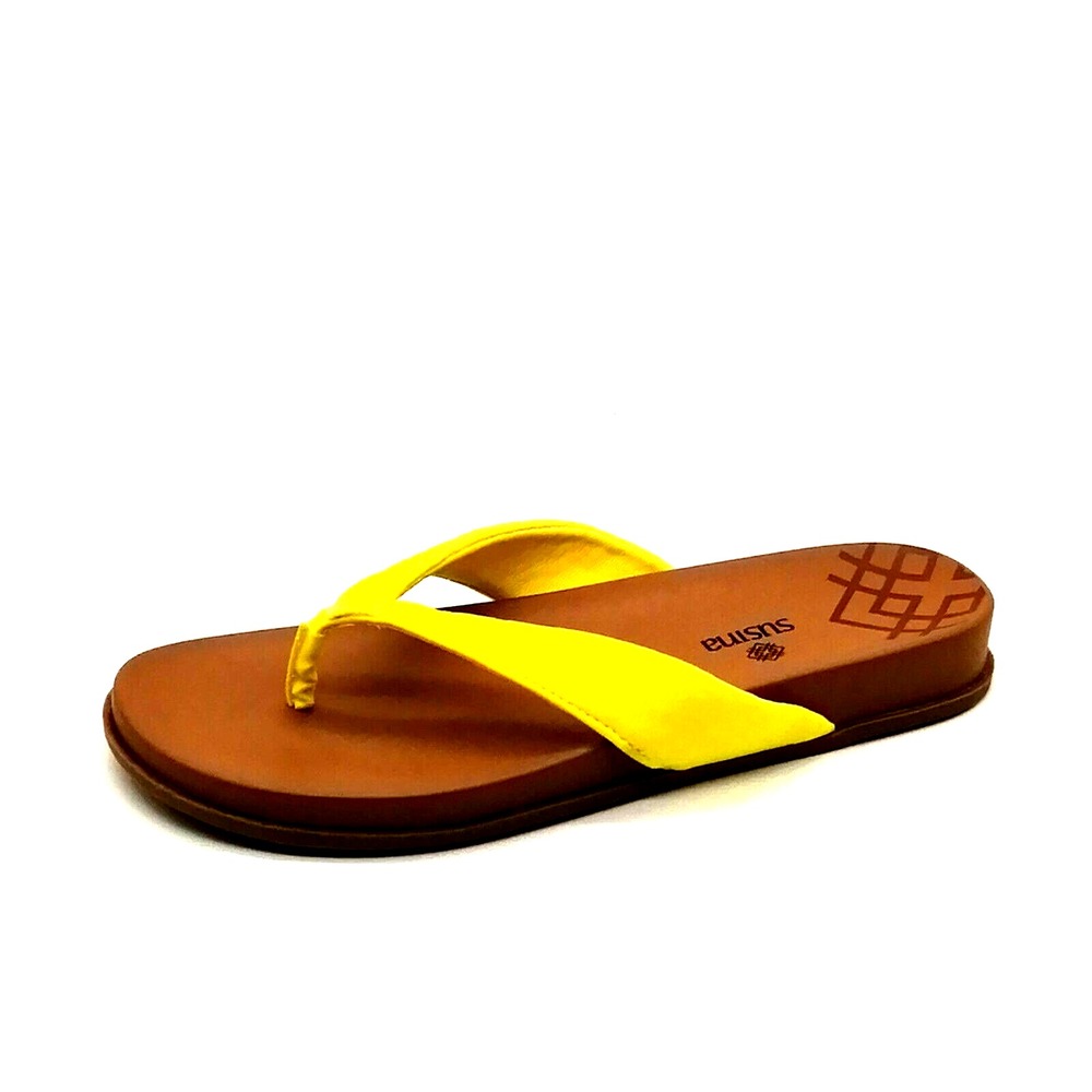 Susina Shoes Womens Ariele Flip Flop Sandals Yellow Fabric 7 NEW